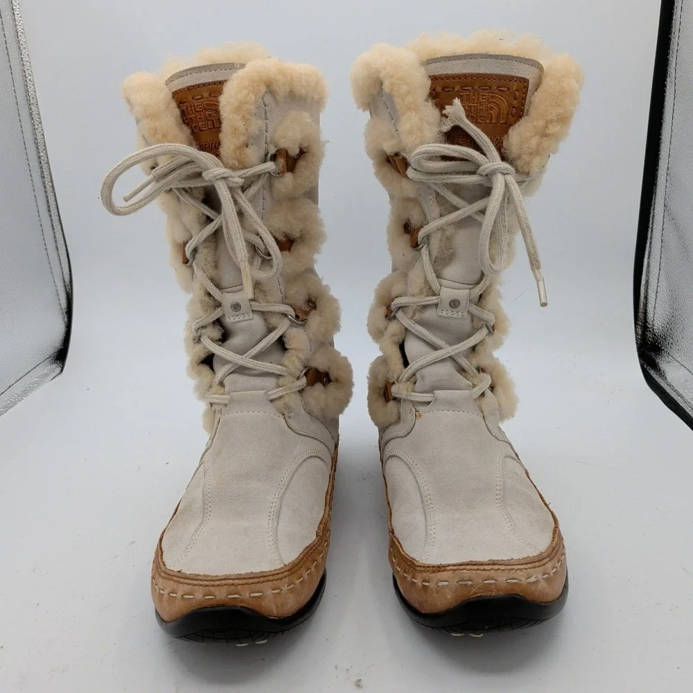 North Face Abby Womens 7 PrimaLoft Insulated Suede Fur Trim Winter Boots ACQBE88